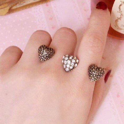 Doppelring herzen strass - doppelring,